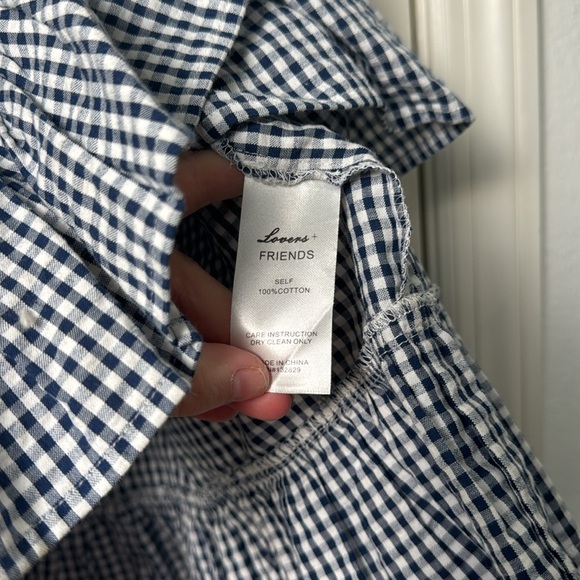 Lovers + Friends Blue Gingham Off the Shoulder Mini Dress Size Small Fit n Flare - Picture 6 of 8